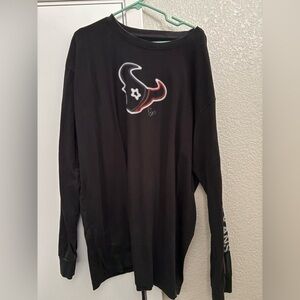 Men’s Majestic Black Long Sleeve Sweater with Red and White Houston Logo